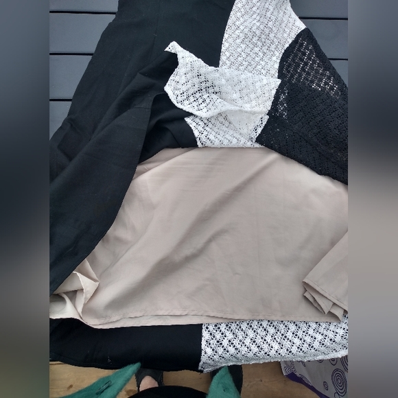 Nine West Black & White Sleeveless Dress, Size 12, Flared Skirt, Lace Ov… - Picture 12 of 12